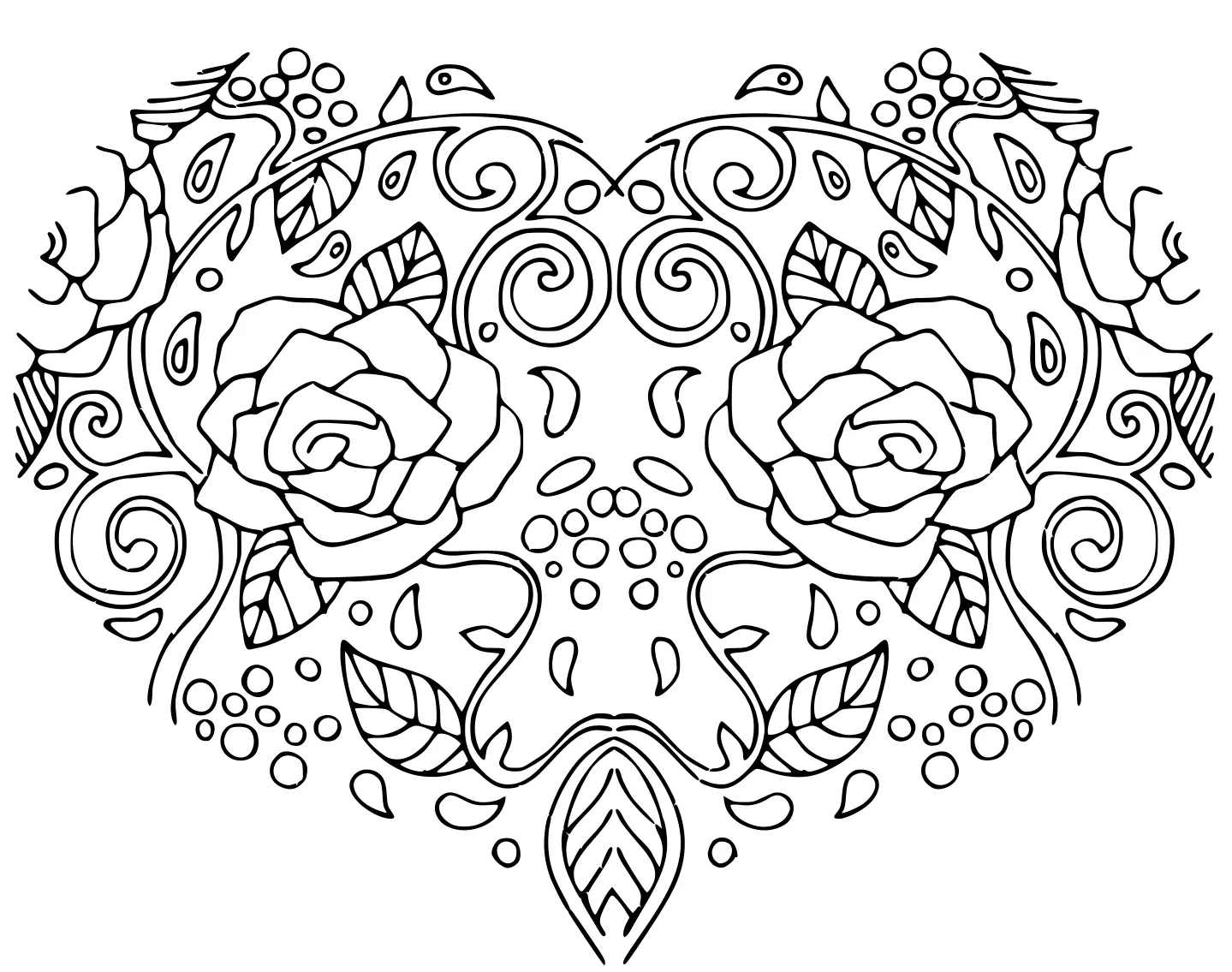 Coloriage Cœur En Forme De Fleurs Pour La Journée De L'amour - Saint-Valentin à imprimer