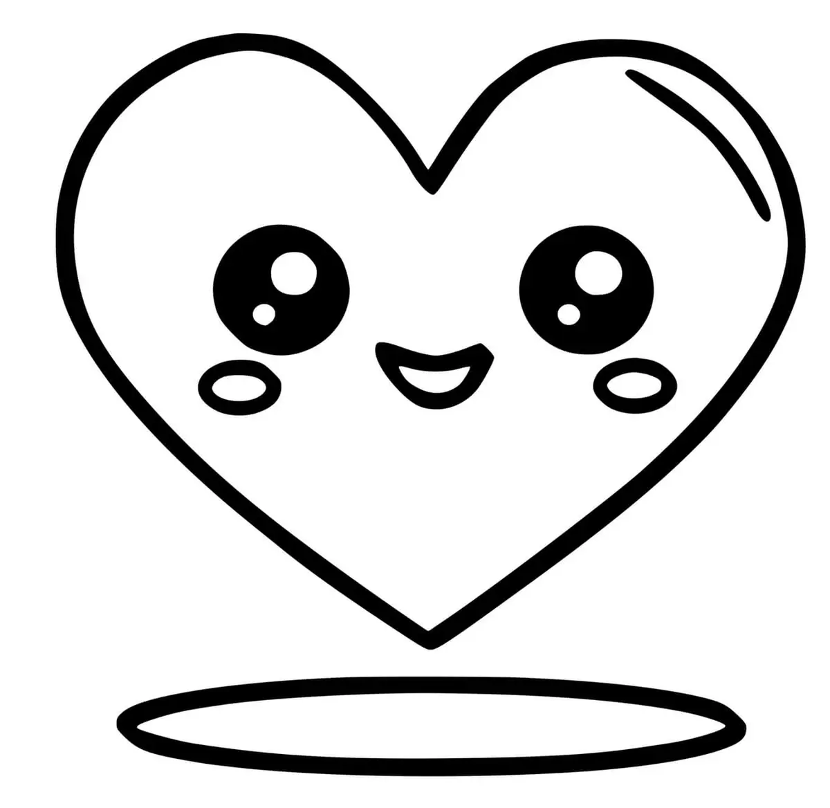 Kleurplaat Kawaii hartje om te printen