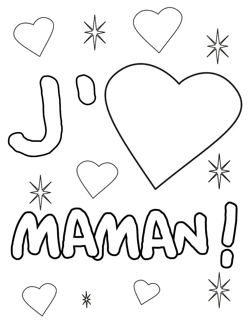 Coloriage Cœur Maman - Saint-Valentin à imprimer