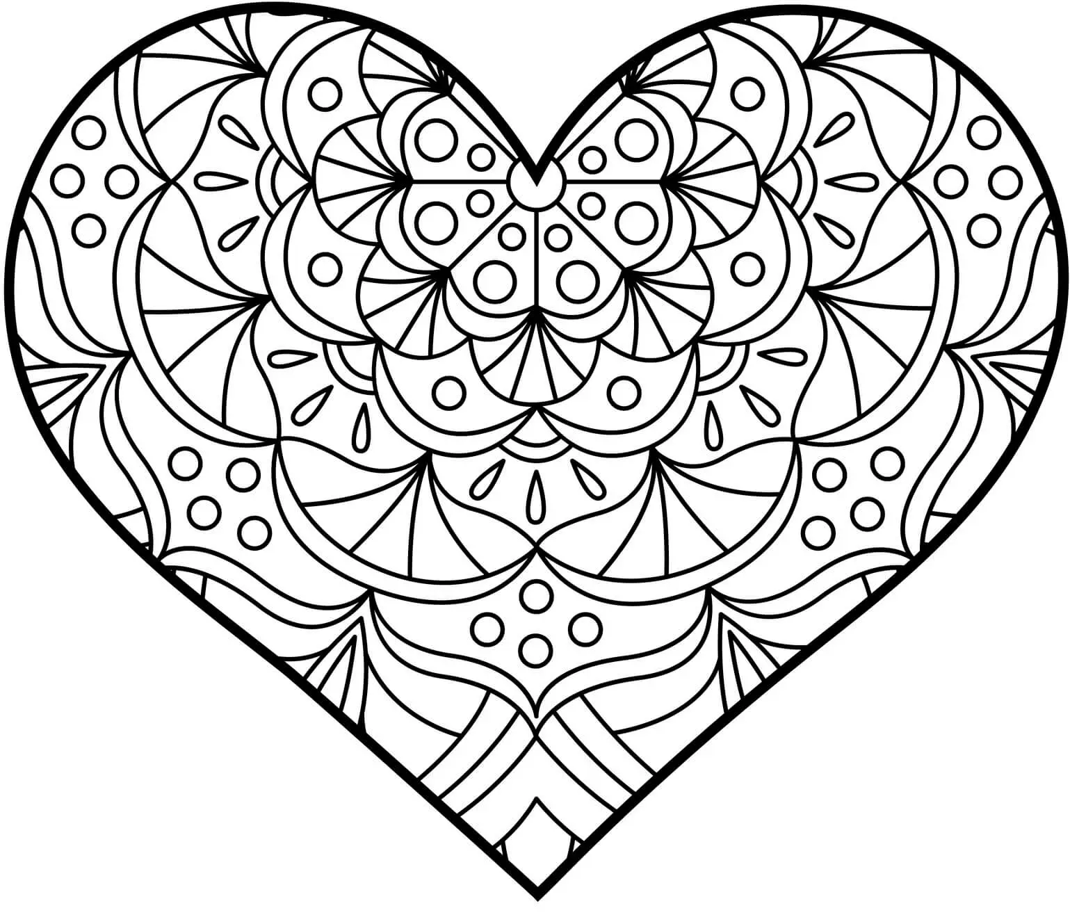 Coloriage Cœur Mandala Février - Saint-Valentin à imprimer