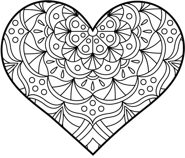 Coloriage Cœur Mandala Février - Saint-Valentin à imprimer