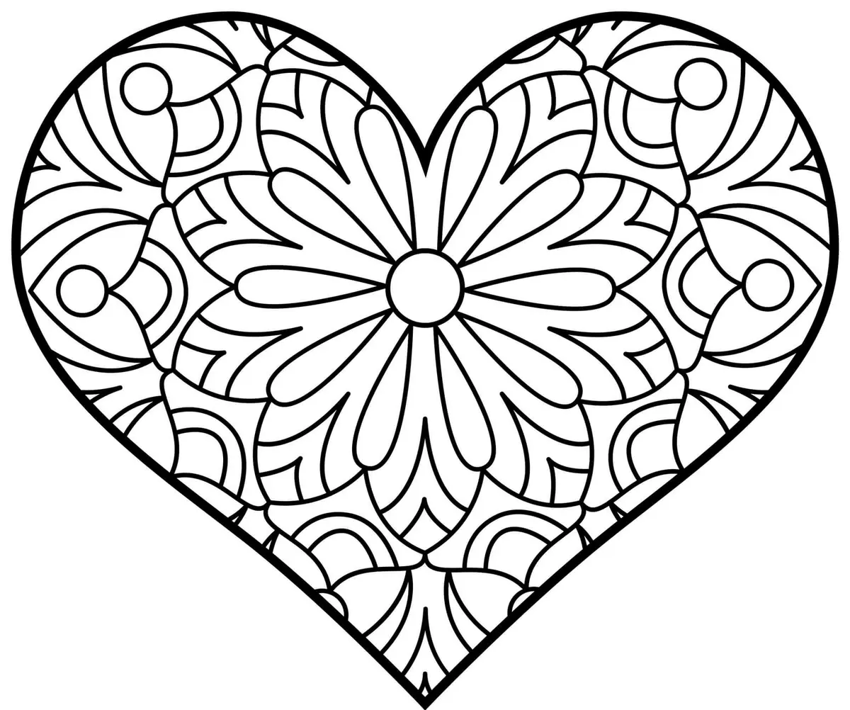 Dibujo de Mandala Corazón para Infantil para colorear