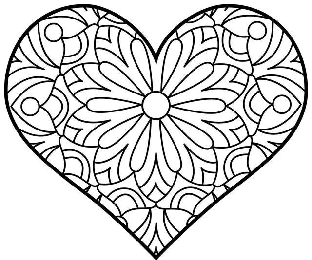 Coloriage Cœur Mandala Maternelle - Saint-Valentin à imprimer