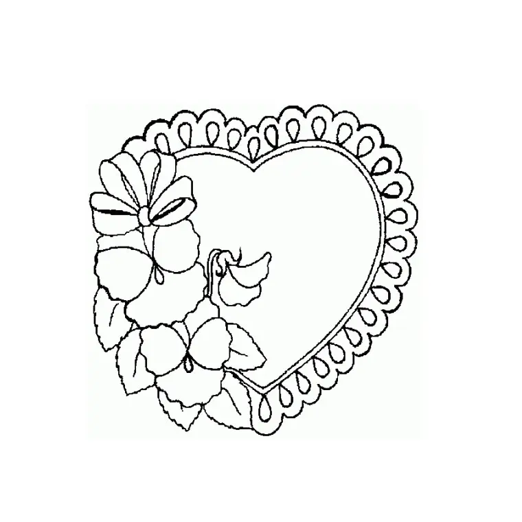Coloriage Cœur Vintage Fleurs - Coeur à imprimer