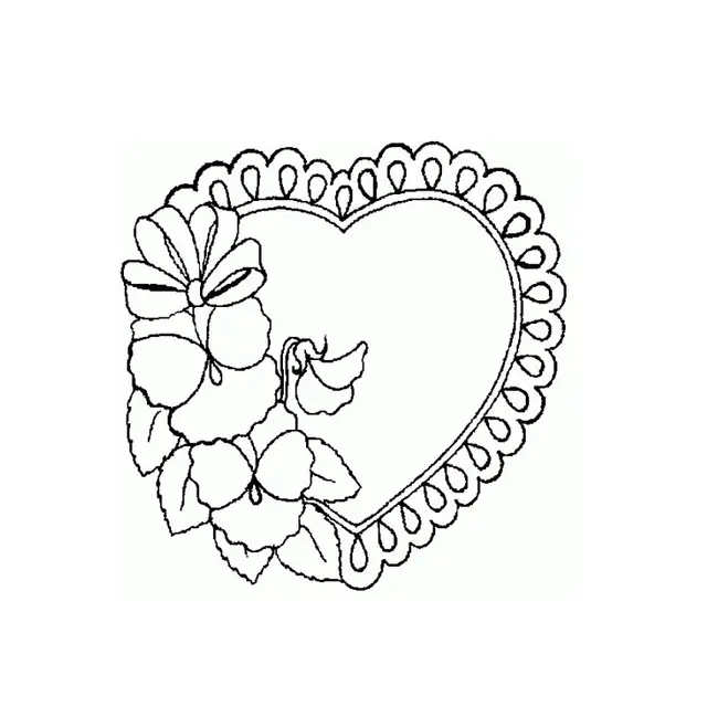 Coloriage Cœur Vintage Fleurs - Coeur à imprimer