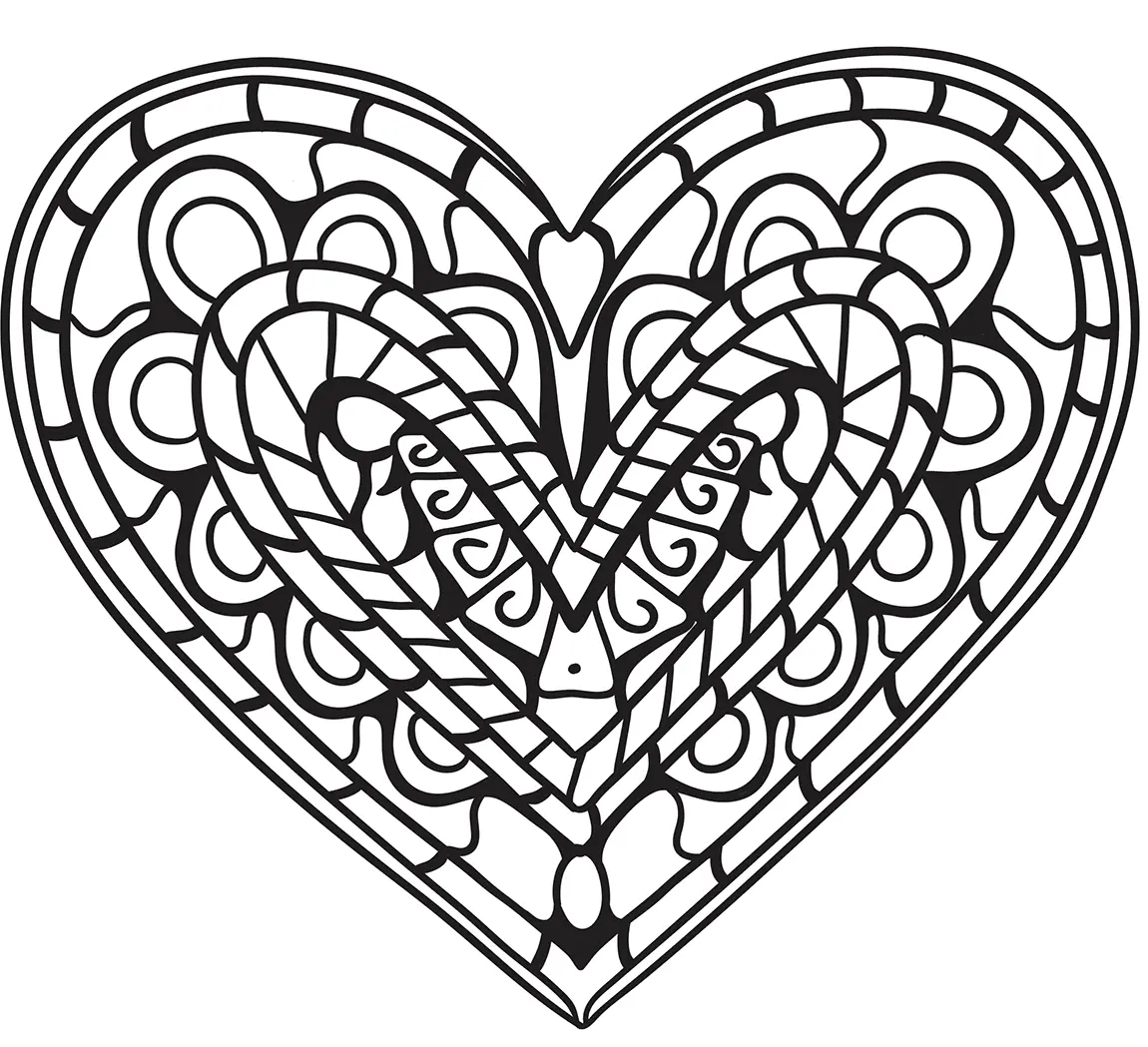 Coloriage Cœur Zentangle - Coeur à imprimer