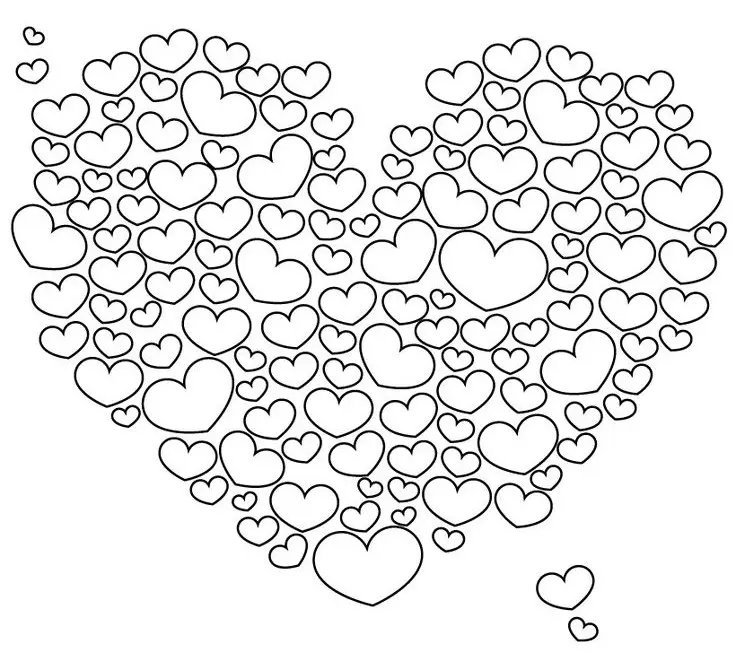 Coloriage Cœurs Adulte Amour Zen - Saint-Valentin à imprimer