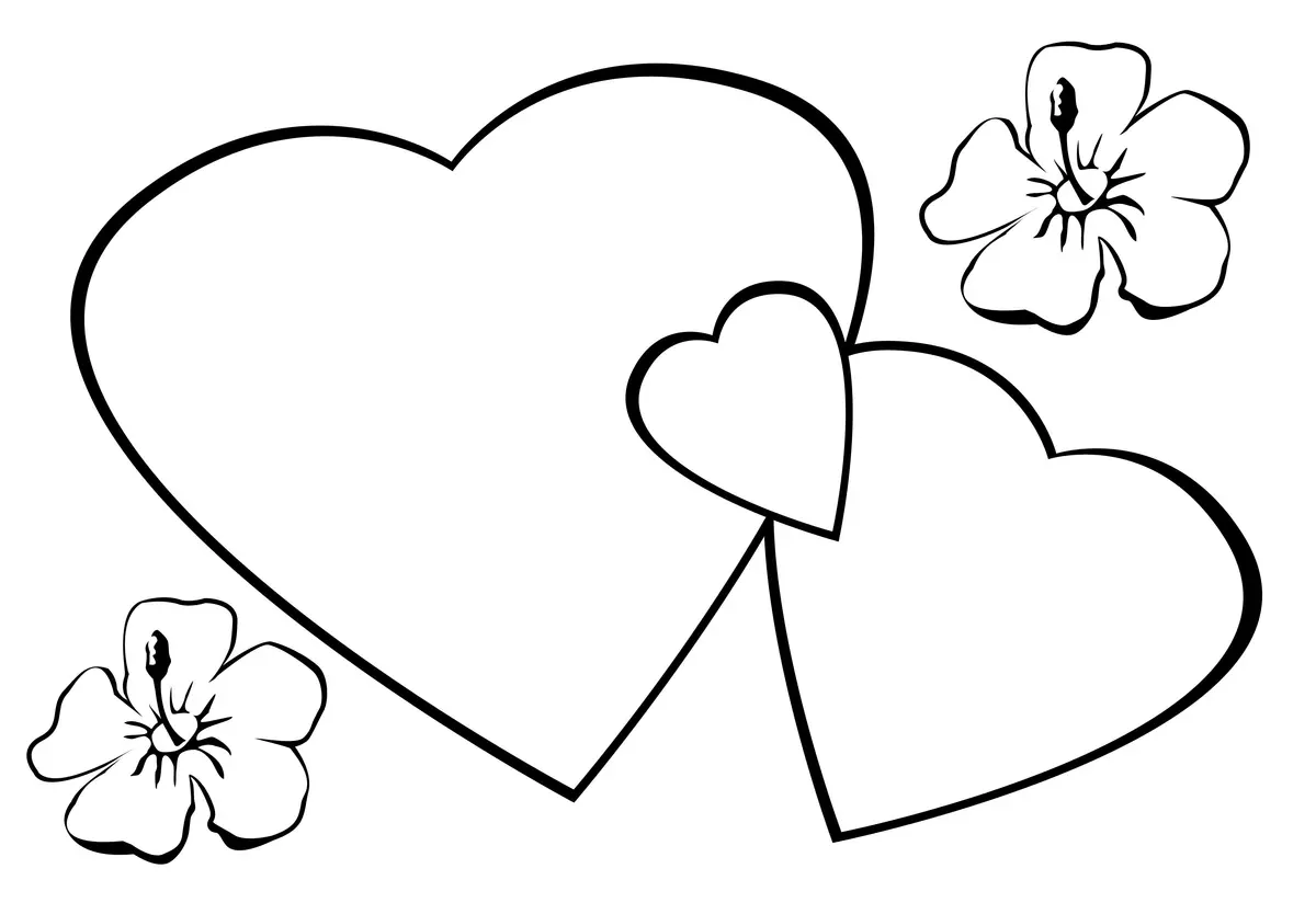 Disegno di Cuori e fiori di San Valentino da stampare