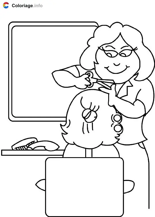 Ausmalbild Friseurin zum Ausdrucken