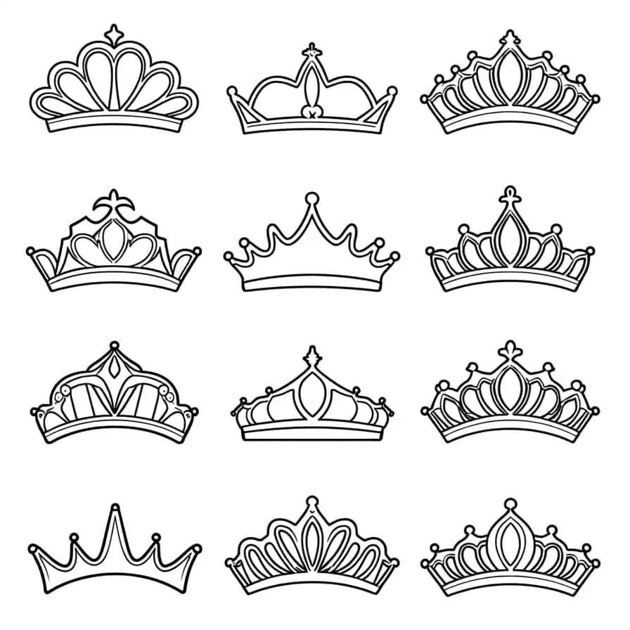 Coloriage Collection De Couronnes Royales - Princesse à imprimer