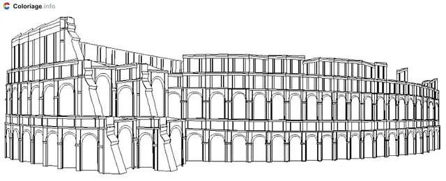 Coloriage Colosseum Rome dessin par informatique - Italie à imprimer
