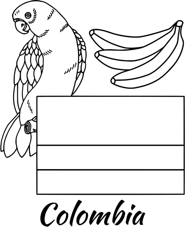 Coloriage Colombie Drapeau Parrot - Drapeau à imprimer