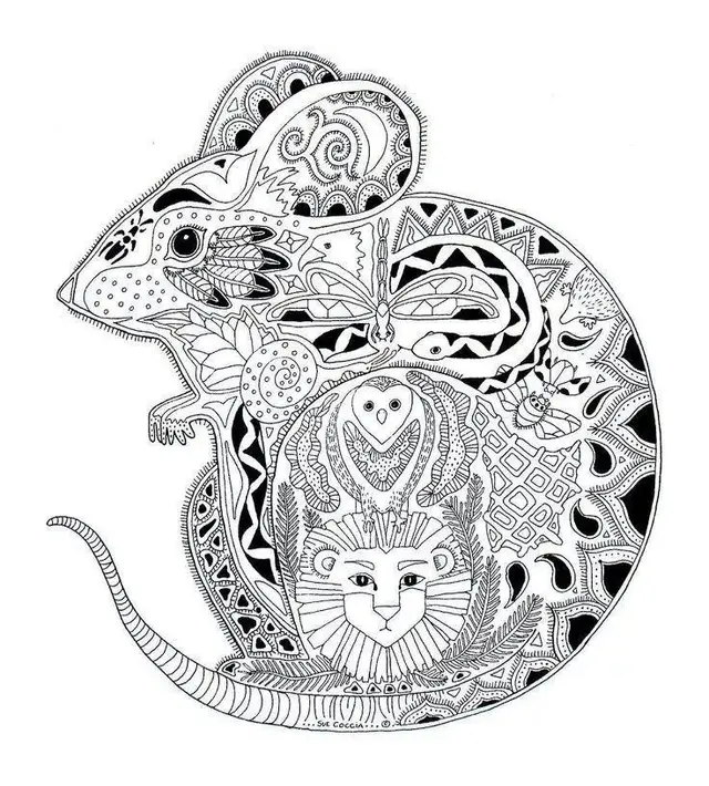 Coloriage Adulte Animaux Souris - Souris à imprimer