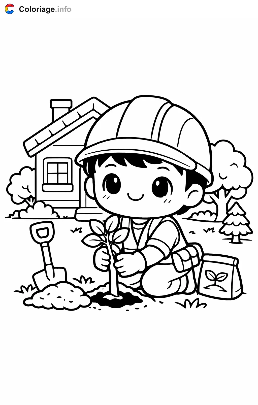 Coloriage Architecte qui aménage un jardin - Architecte à imprimer