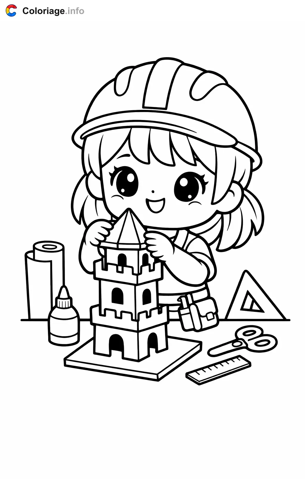 Coloriage Architecte qui construit une maquette - Architecte à imprimer