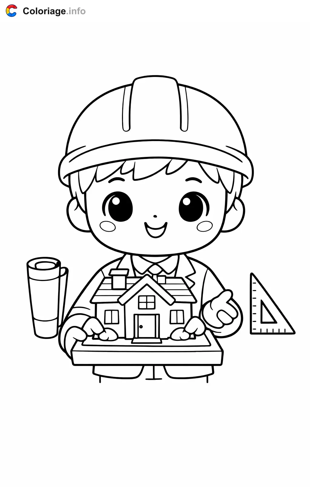 Coloriage Architecte qui présente son projet - Architecte à imprimer