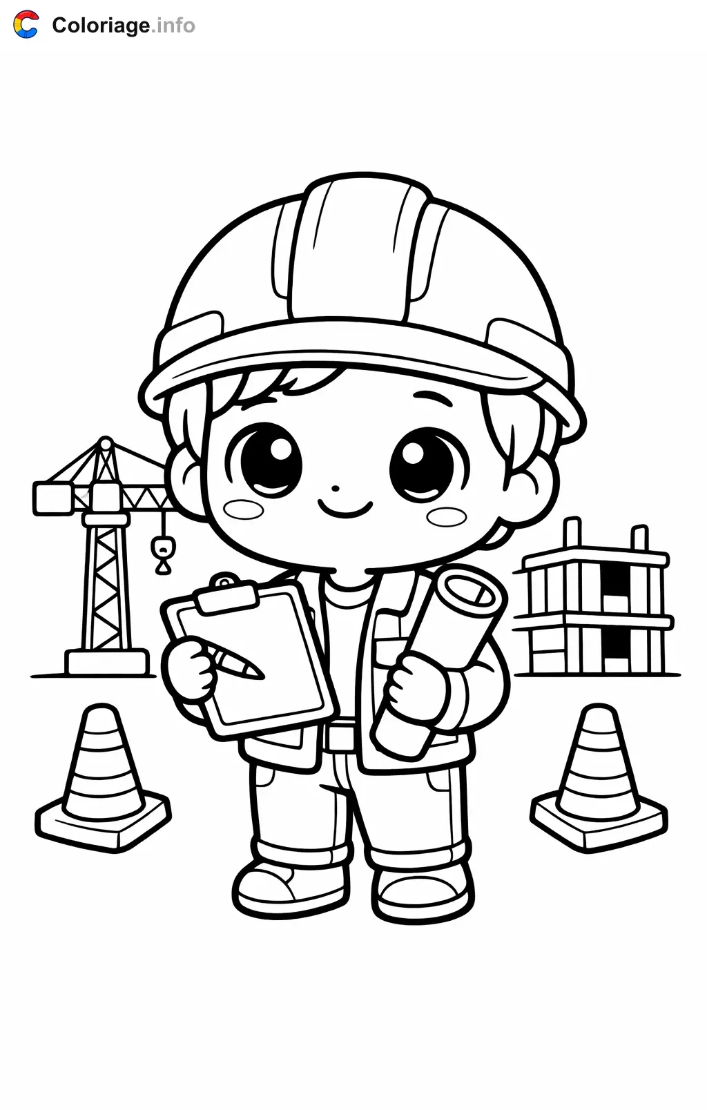 Coloriage Architecte sur le chantier - Architecte à imprimer