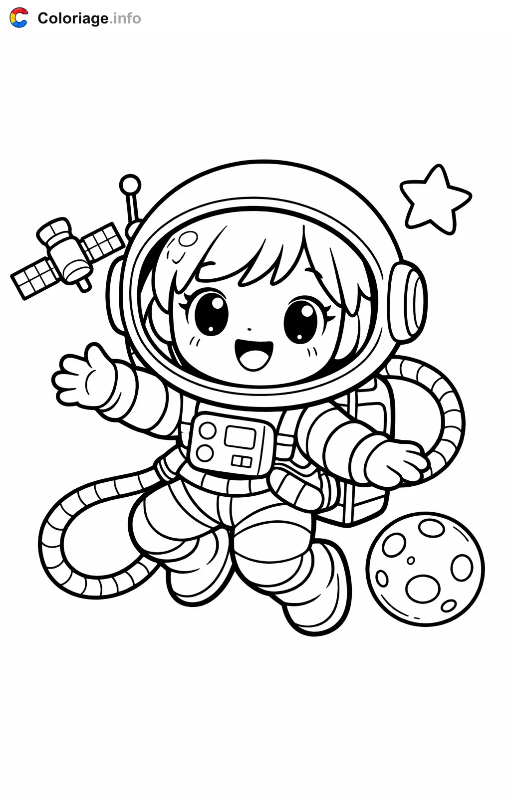 Coloriage Astronaute en sortie extravéhiculaire - Astronaute à imprimer