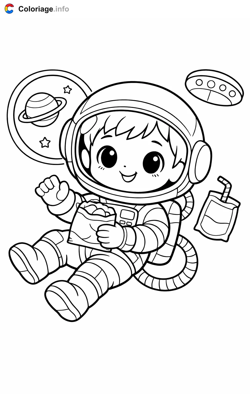 Coloriage Astronaute qui flotte dans la navette - Astronaute à imprimer