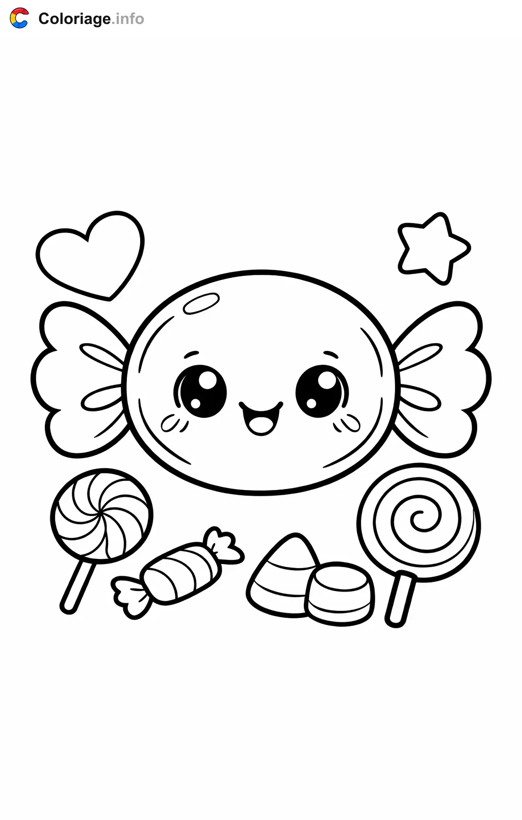 Coloriage Bonbons classique - Bonbons à imprimer