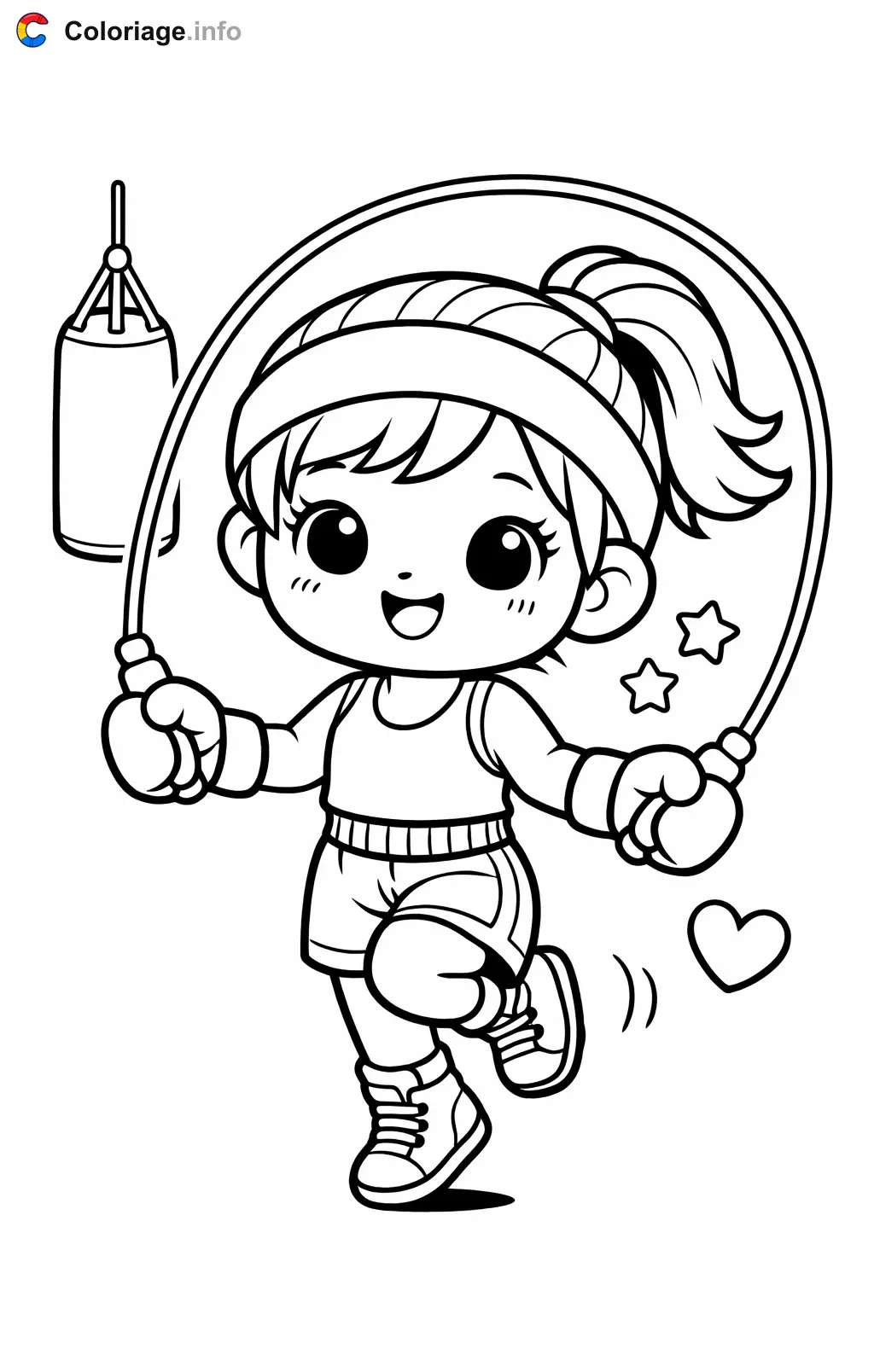 Coloriage Boxe à la corde à sauter - Boxe à imprimer