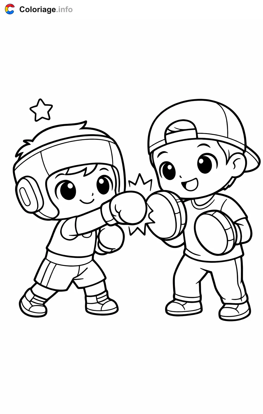 Coloriage Boxe avec son entraîneur - Boxe à imprimer
