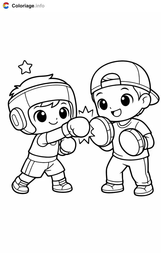 Boxing Training with a Coach coloring page to print