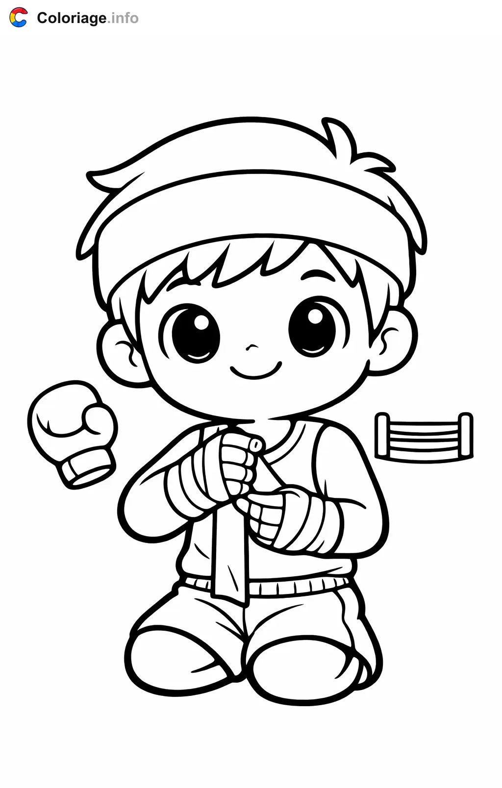 Coloriage Boxe qui bande ses mains - Boxe à imprimer