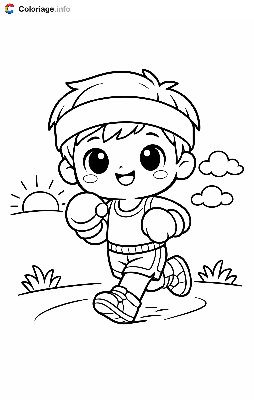 Coloriage Boxe qui court le matin - Boxe à imprimer