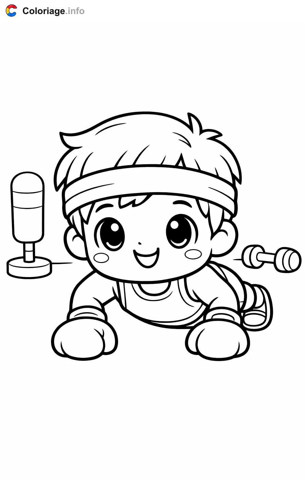 Coloriage Boxe qui fait des pompes - Boxe à imprimer