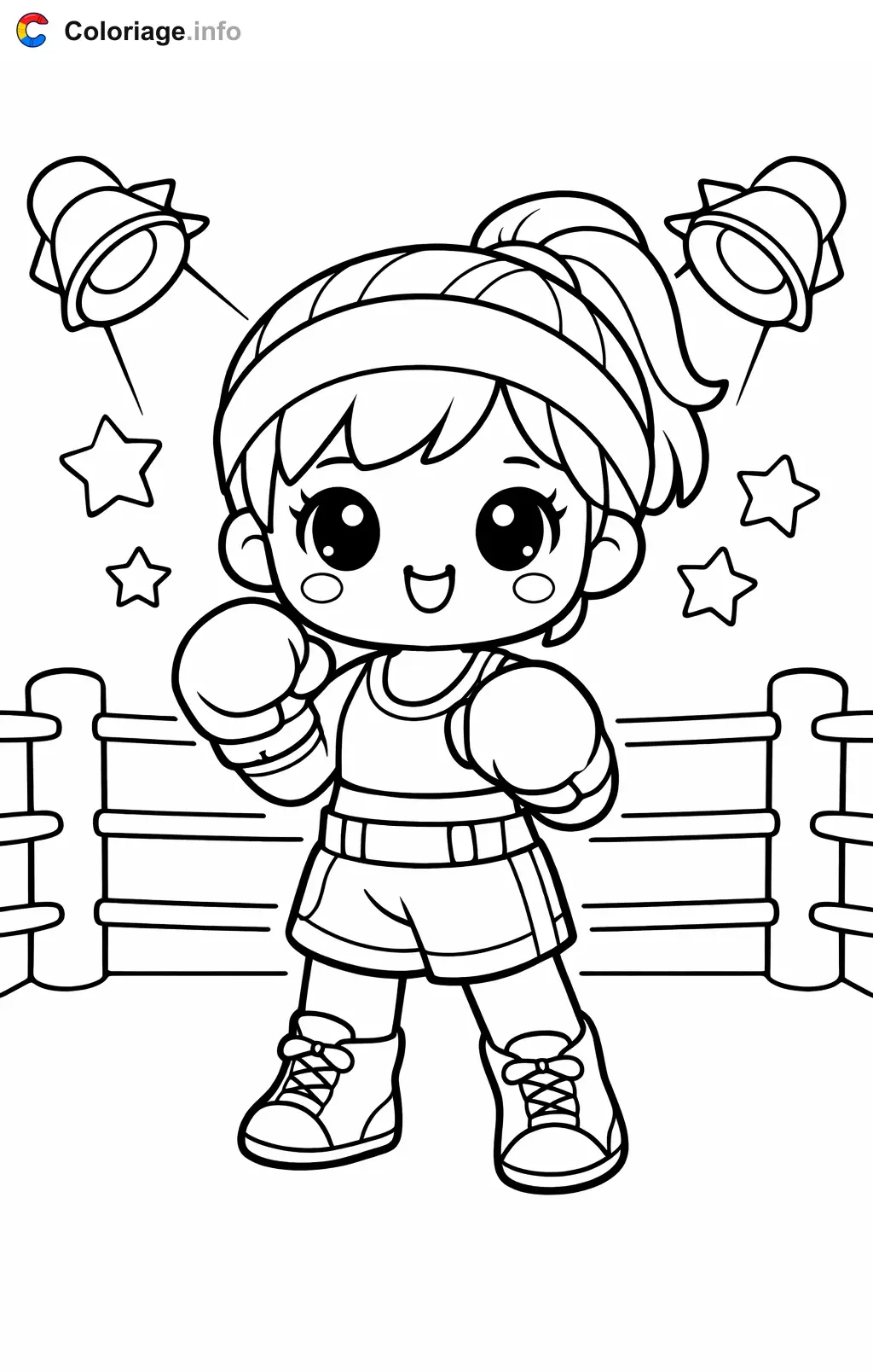 Coloriage Boxe qui monte sur le ring - Boxe à imprimer