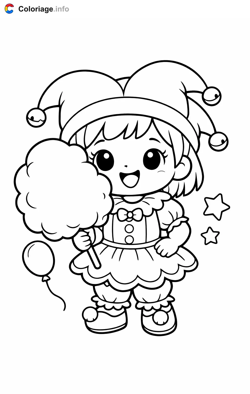 Coloriage Carnaval maternelle avec une barbe a papa - Carnaval maternelle à imprimer