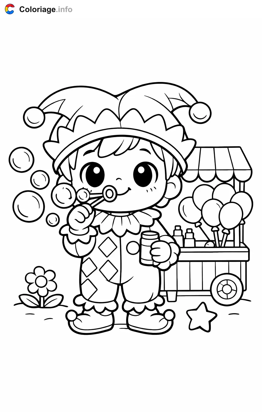 Coloriage Carnaval maternelle qui fait des bulles - Carnaval maternelle à imprimer