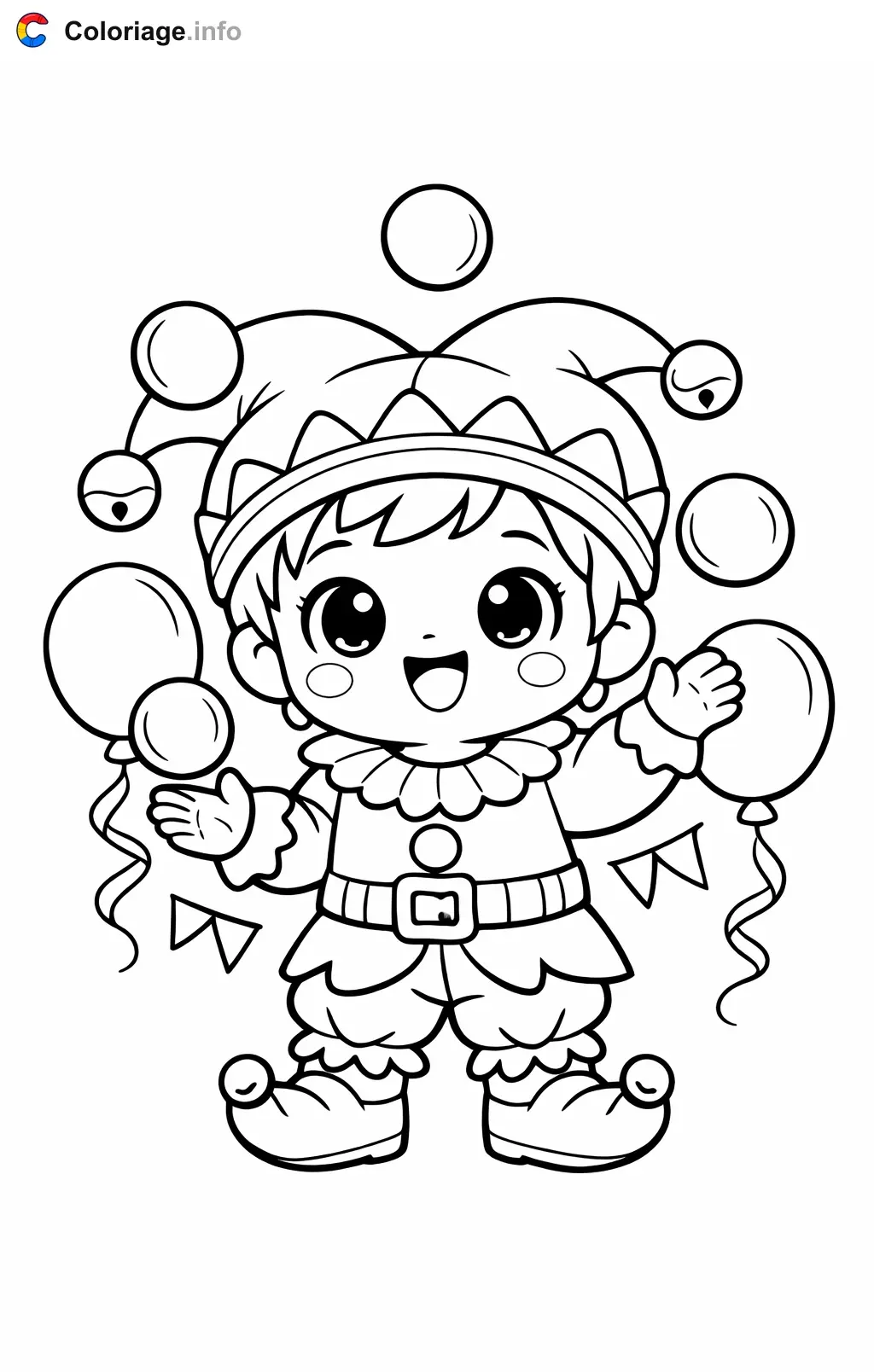 Coloriage Carnaval maternelle qui jongle au carnaval - Carnaval maternelle à imprimer