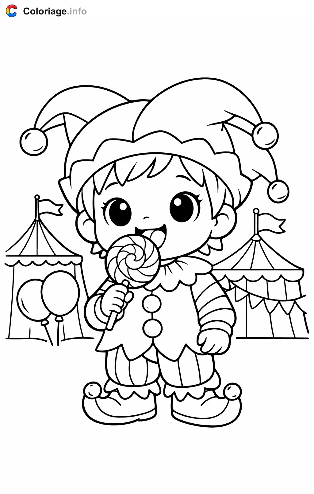 Coloriage Carnaval maternelle qui mange une sucette - Carnaval maternelle à imprimer