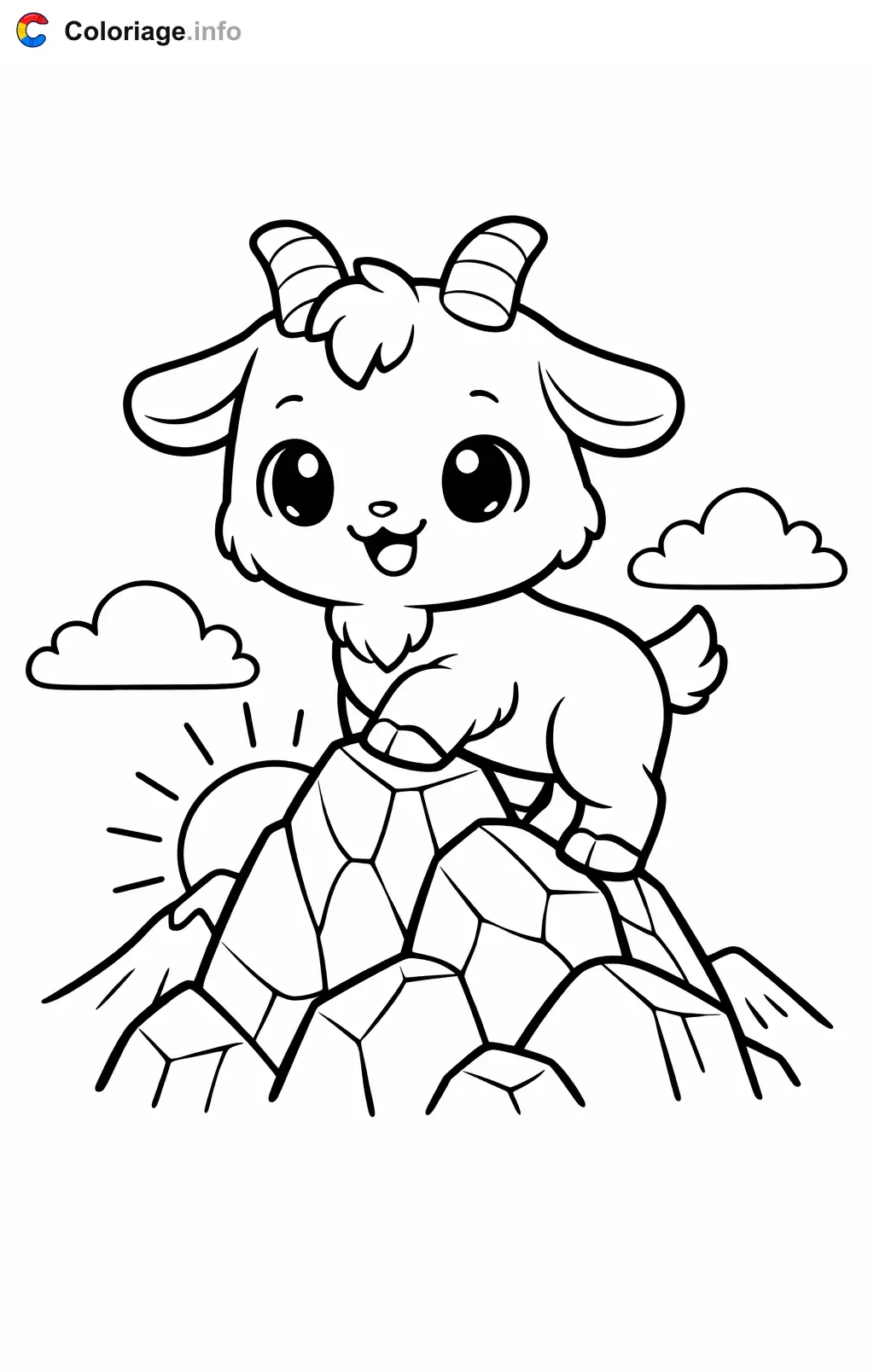 Coloriage Chèvre qui grimpe la montagne - Chèvre à imprimer