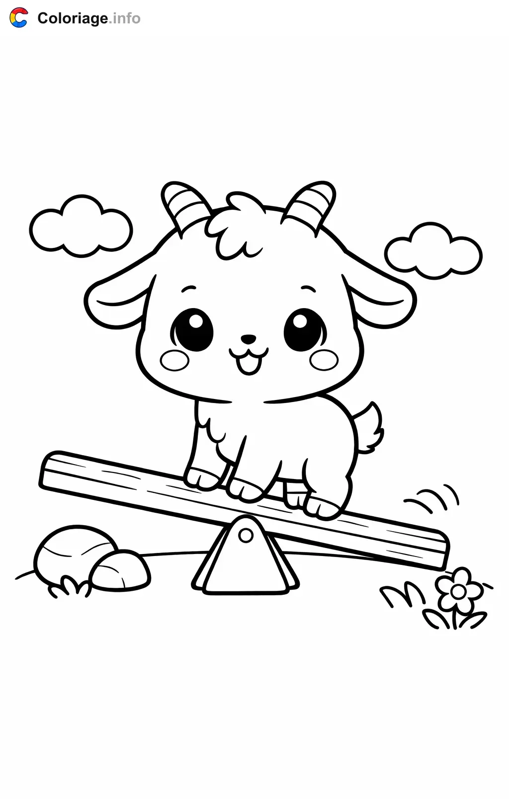 Coloriage Chèvre sur une balançoire - Chèvre à imprimer