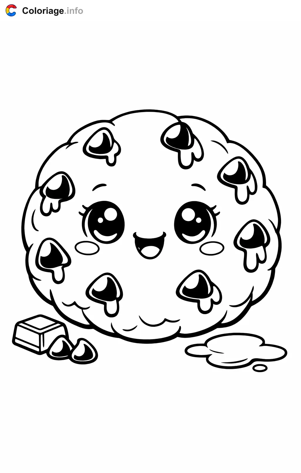 Coloriage Chocolat cookie aux pépites - Chocolat à imprimer