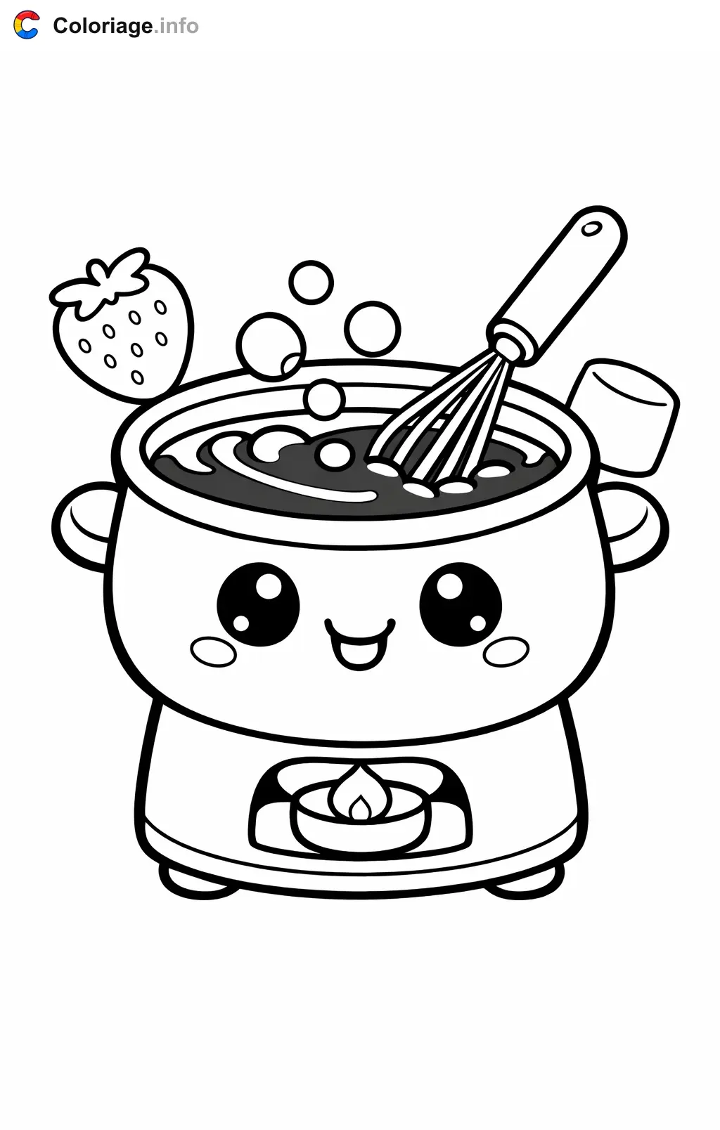 Coloriage Chocolat fondue qui bouillonne - Chocolat à imprimer