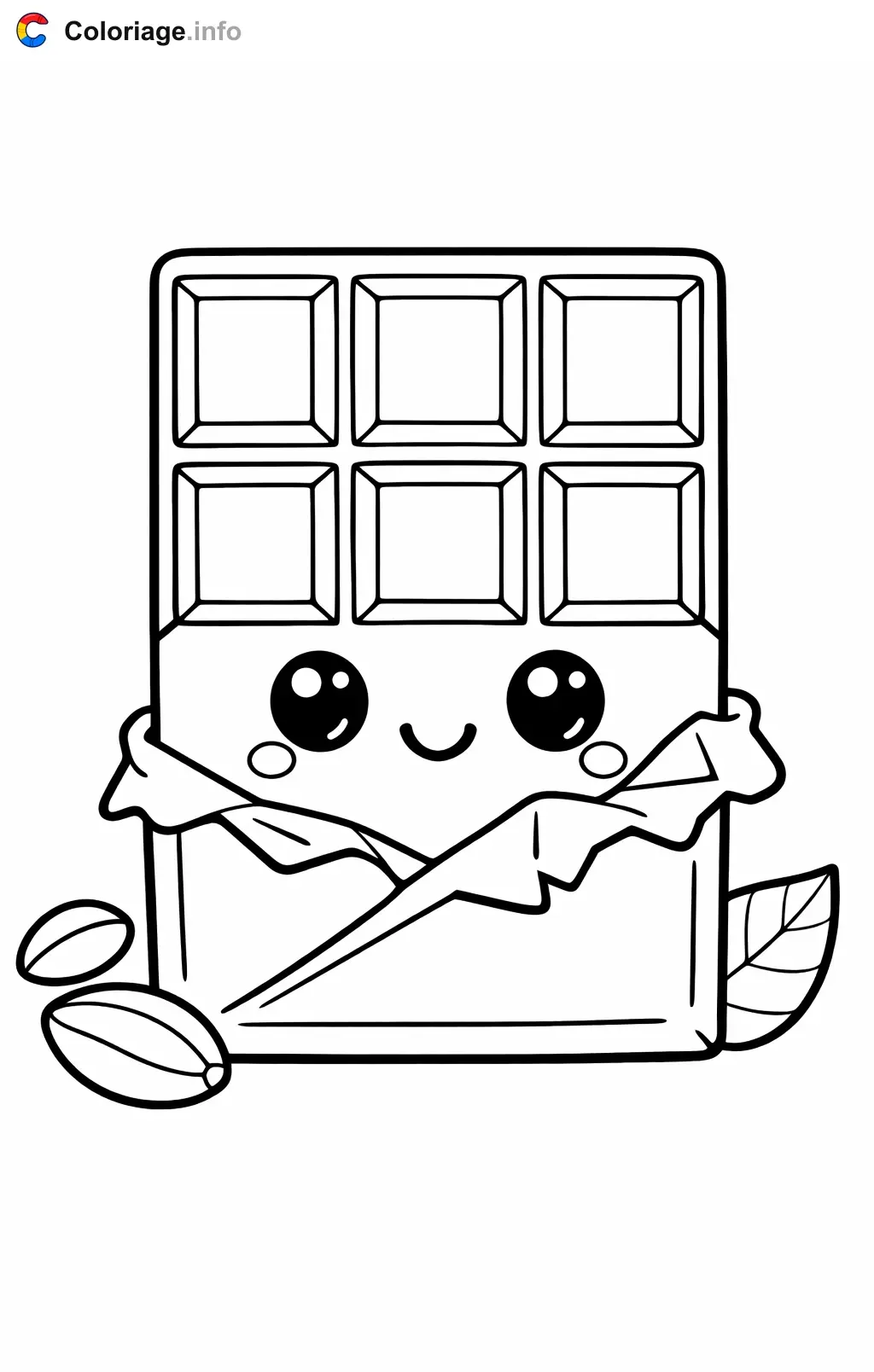 Coloriage Chocolat kawaii - Chocolat à imprimer