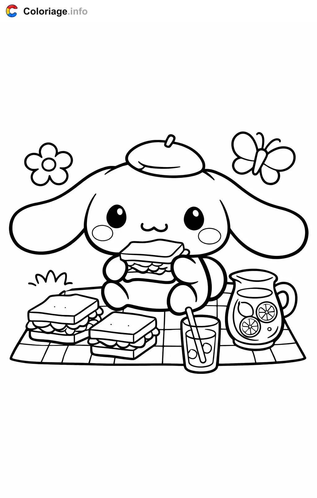 Coloriage Cinnamoroll au pique-nique - Cinnamoroll à imprimer