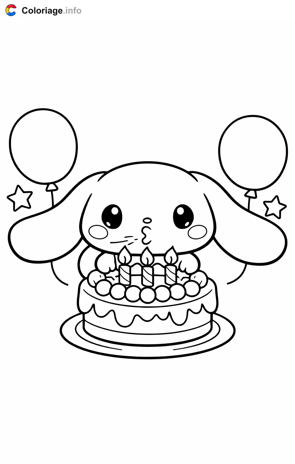 Coloriage Cinnamoroll pour son anniversaire - Cinnamoroll à imprimer