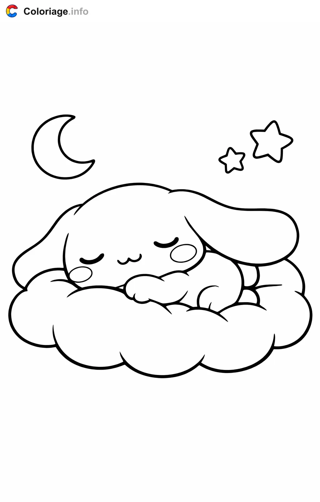 Coloriage Cinnamoroll qui dort sur un nuage - Cinnamoroll à imprimer