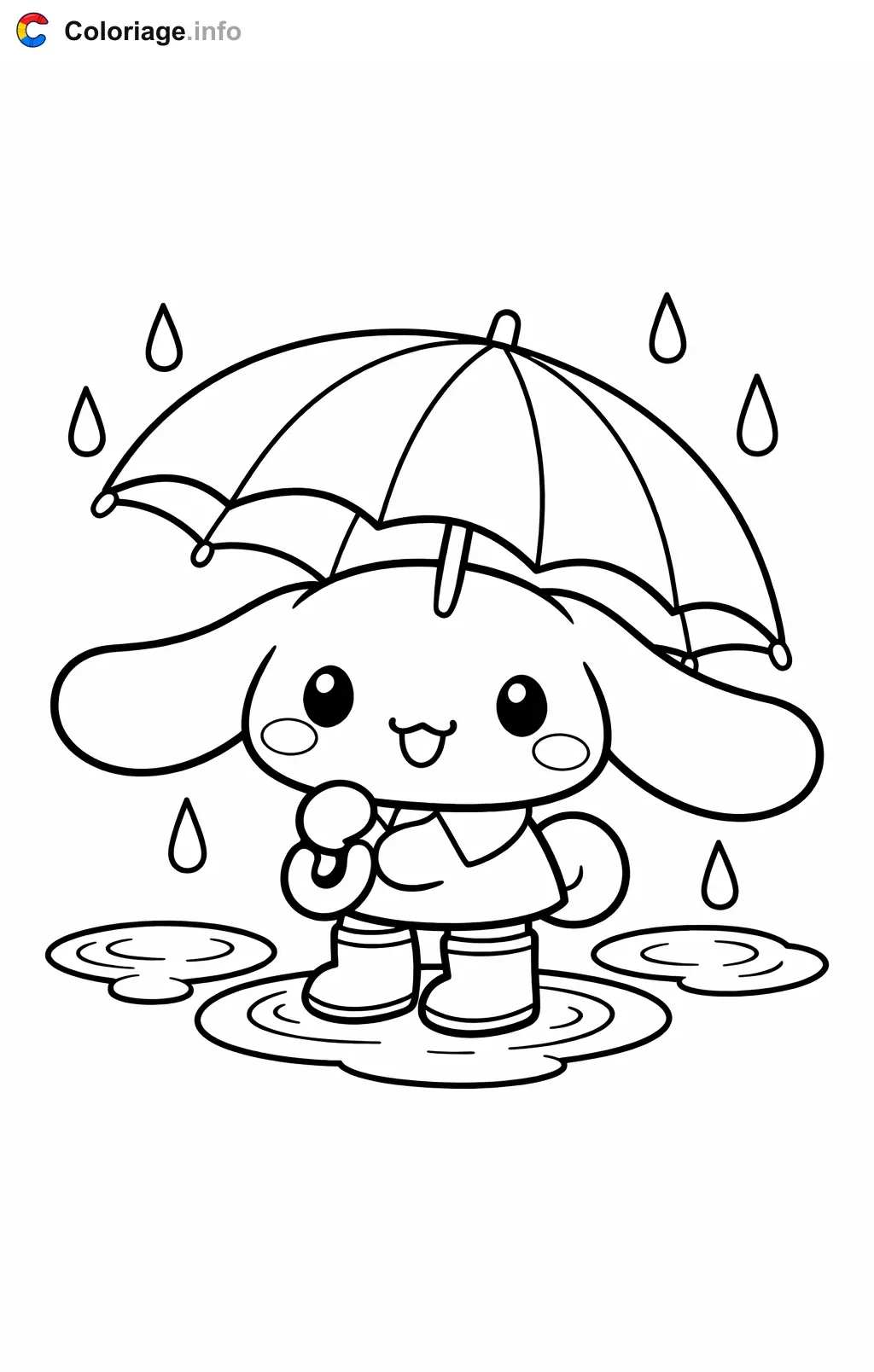 Coloriage Cinnamoroll sous la pluie - Cinnamoroll à imprimer
