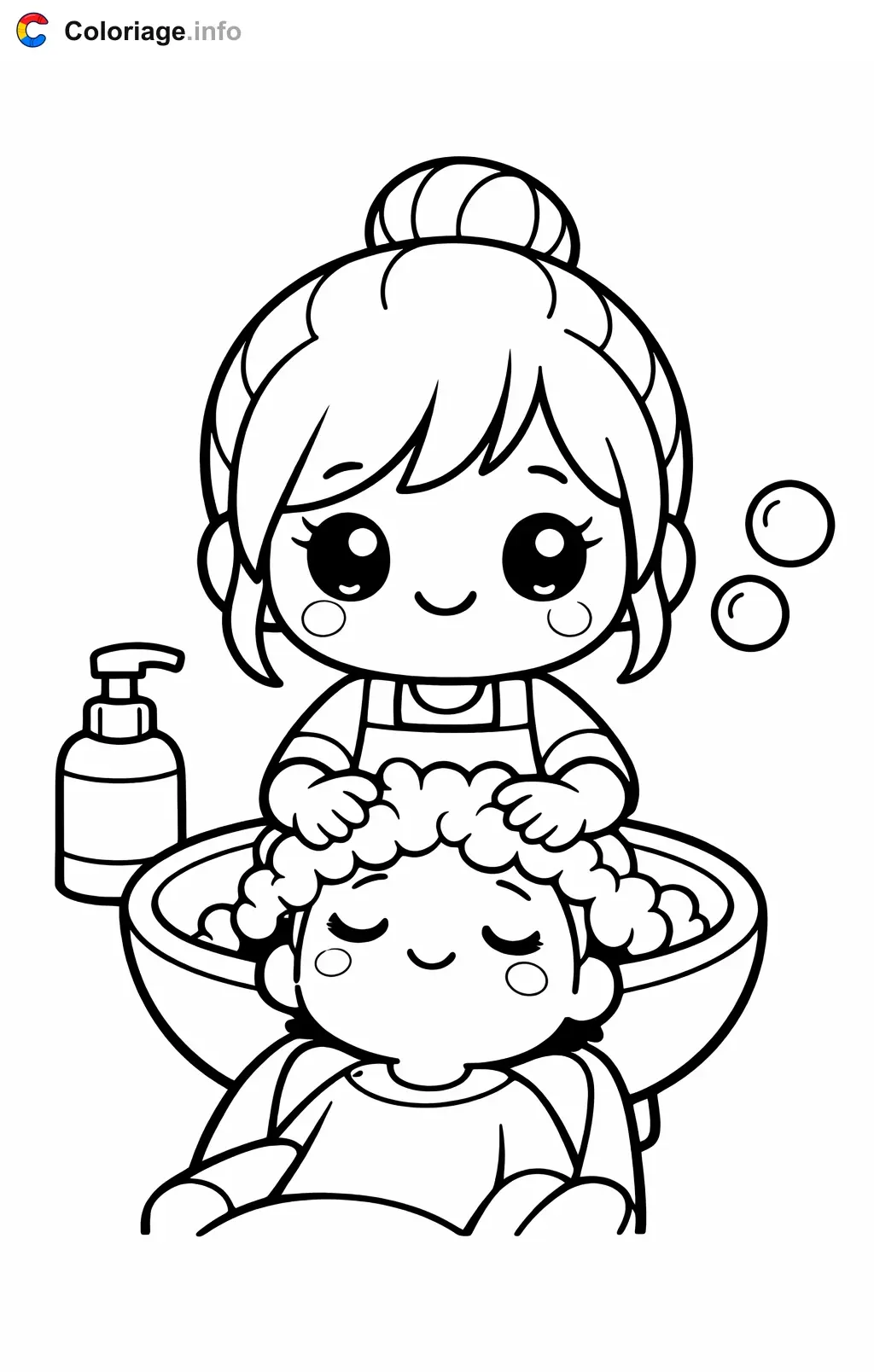Coloriage Coiffeur au bac à shampoing - Coiffeur à imprimer