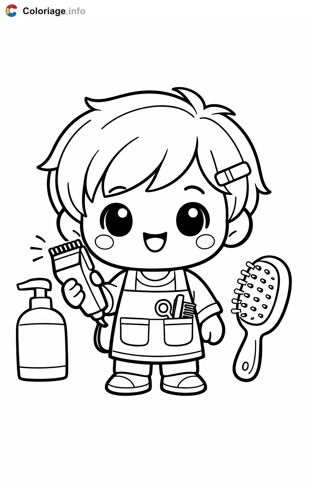 Coloriage Coiffeur avec la tondeuse - Coiffeur à imprimer