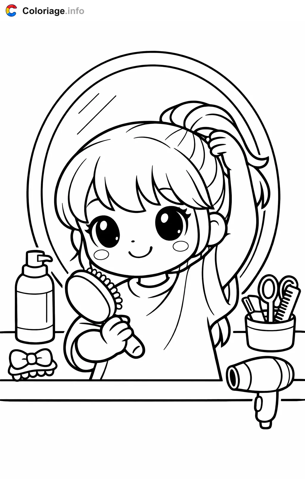 Coloriage Coiffeur devant le miroir - Coiffeur à imprimer