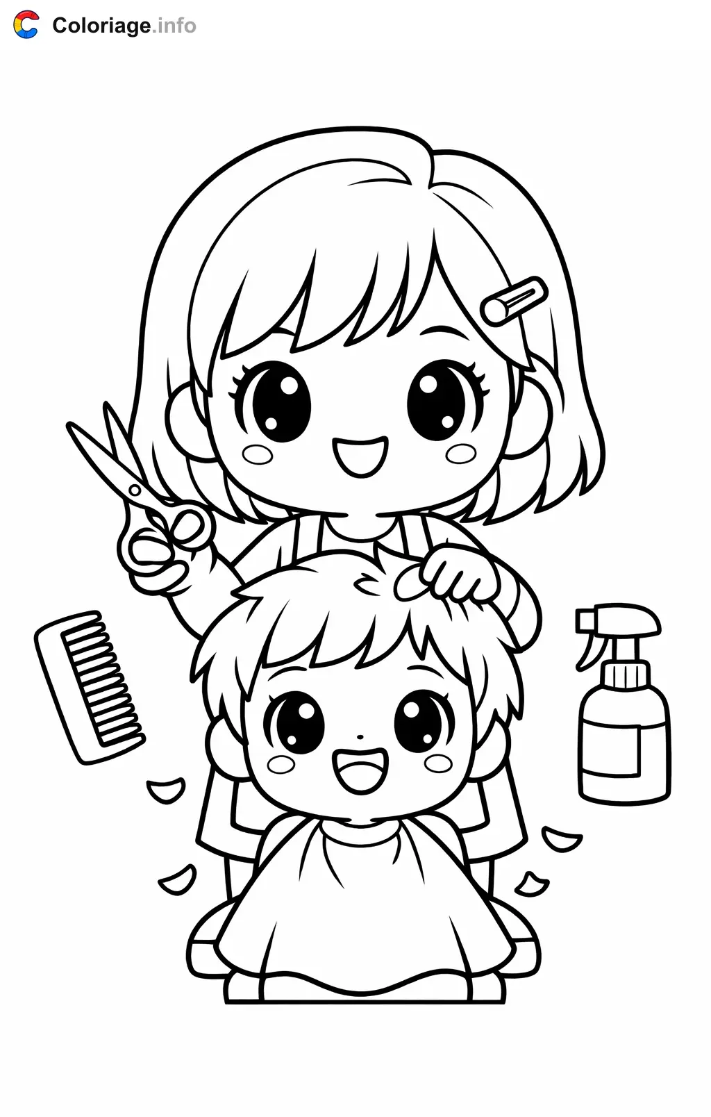 Coloriage Coiffeur qui coupe les cheveux - Coiffeur à imprimer
