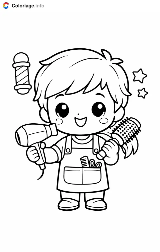 Desenho de Cabeleireiro secando os cabelos para colorir