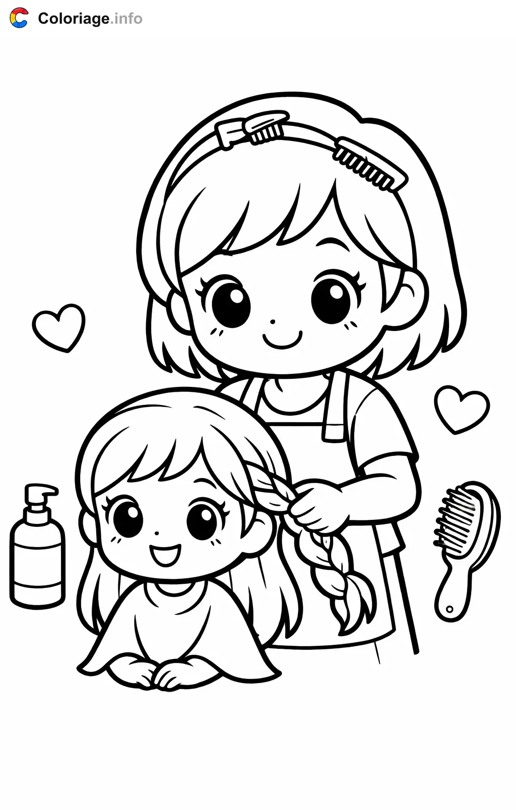 Coloriage Coiffeur qui tresse les cheveux - Coiffeur à imprimer